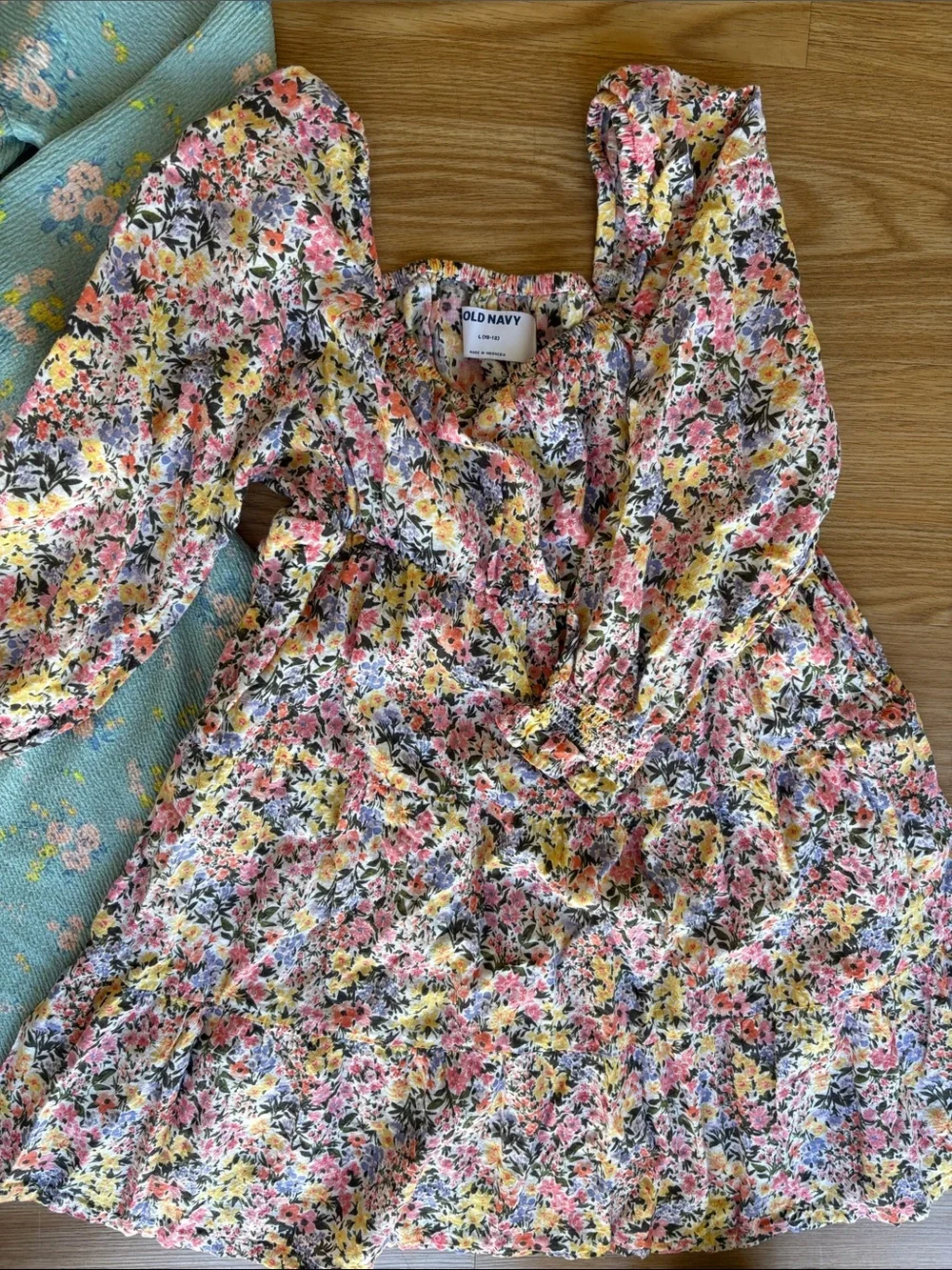 Girls' Floral Dresses in Mint and Multicolor - size Girls Large 10/12 -Set of 2
